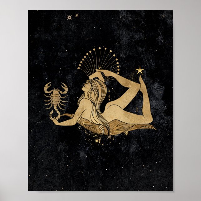 Zodiac Goddess | Cosmic Gold Scorpio Astrology Poster (Front)