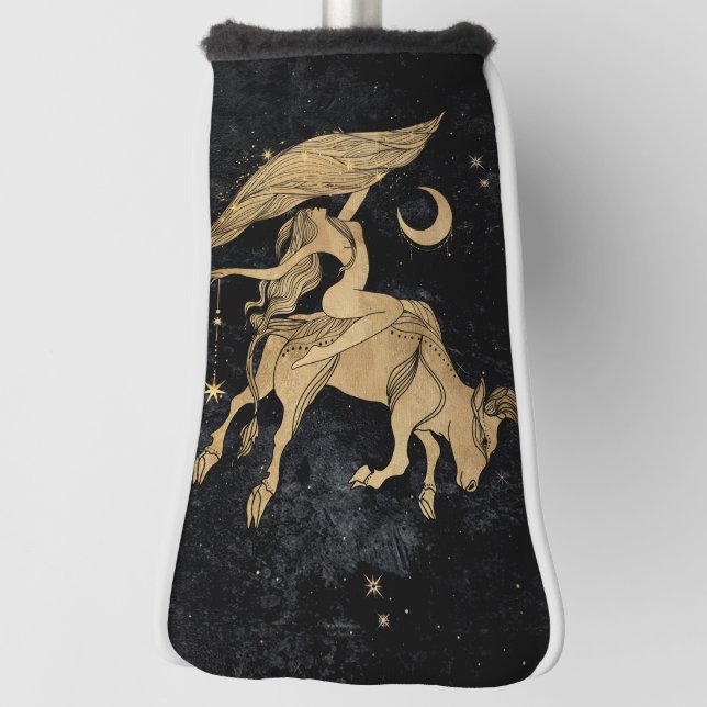 Zodiac Goddess | Cosmic Gold Taurus Astrology Golf Head Cover (Rotate 90)