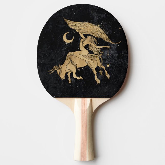 Zodiac Goddess | Cosmic Gold Taurus Astrology Ping Pong Paddle (Front)