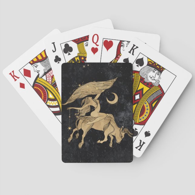 Zodiac Goddess | Cosmic Gold Taurus Astrology Poker Cards (Back)
