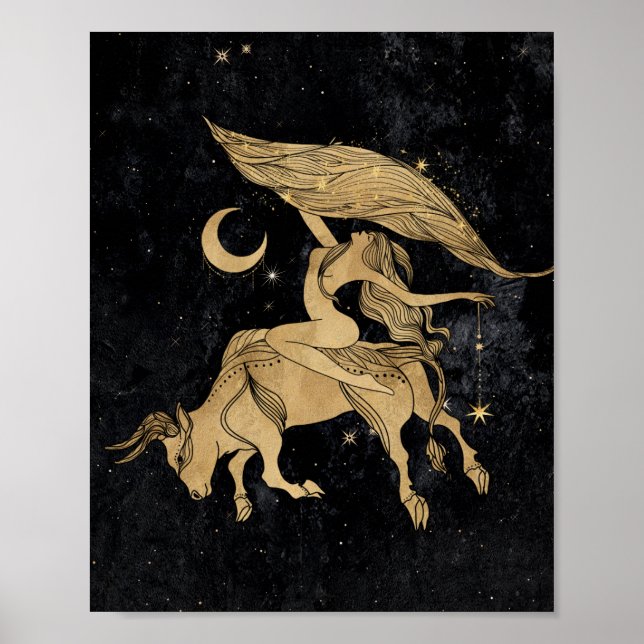 Zodiac Goddess | Cosmic Gold Taurus Astrology Poster (Front)