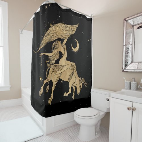 Zodiac Goddess  Cosmic Gold Taurus Astrology Shower Curtain