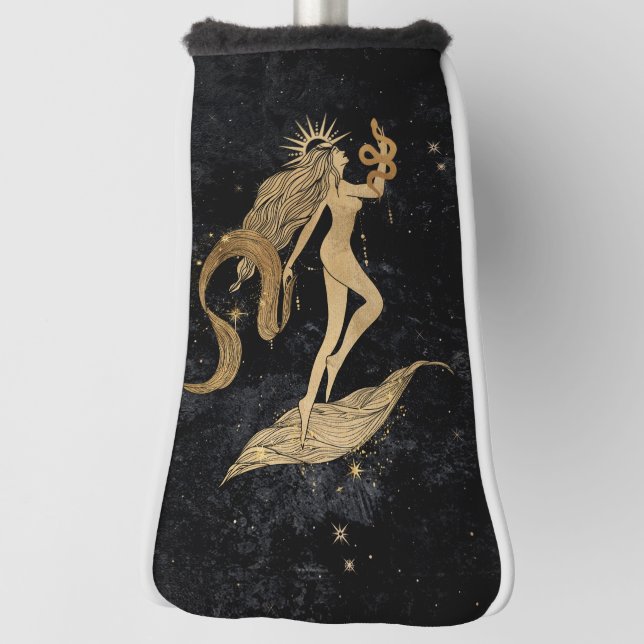 Zodiac Goddess | Cosmic Gold Virgo Astrology Golf Head Cover (Rotate 90)