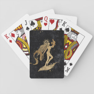 Zodiac Goddess   Cosmic Gold Virgo Astrology Playing Cards
