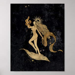 Zodiac Goddess Cosmic Gold Virgo Astrology Poster