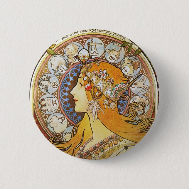 Zodiac Goddess Pinback Button (Front)
