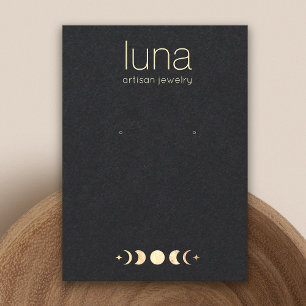 Zodiac Gold Moon Boho Earring Jewelry Display Business Card