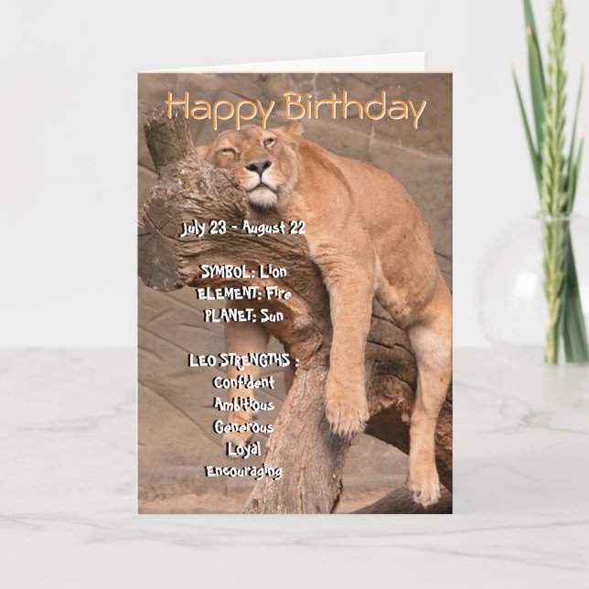 Zodiac Happy Birthday Card - Leo (Front)