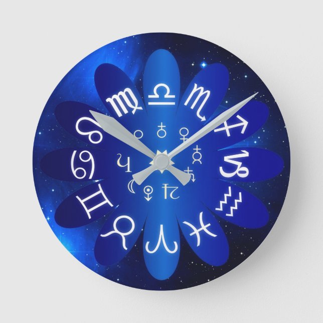 Zodiac Horoscope Astrological Signs Round Clock (Front)