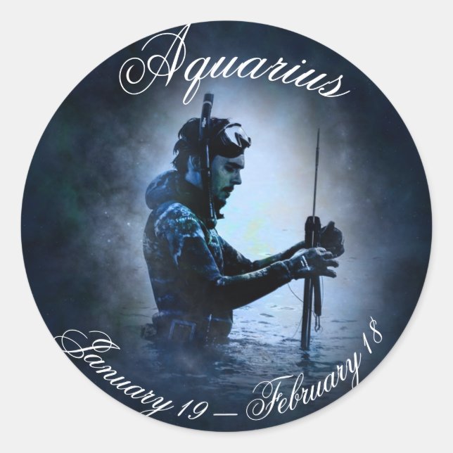 Zodiac Horoscope Astrology Sign Aquarius Stickers (Front)