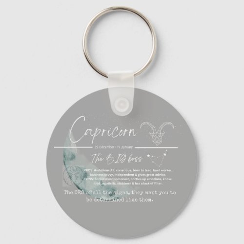 Zodiac key ring badges_ Capricorn Keychain