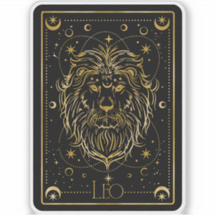 Zodiac Leo Black & Gold Astrological Sticker