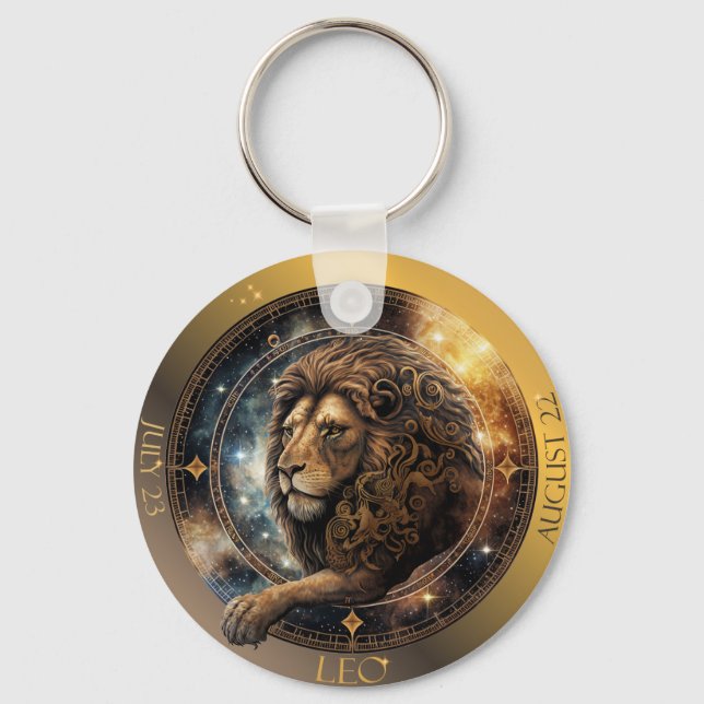Zodiac Leo Customise NAME, DATE Keychain (Front)