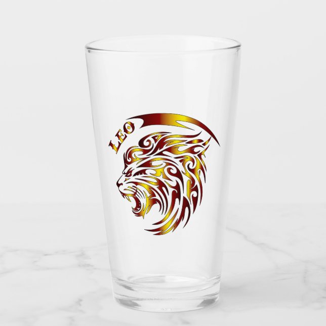 Zodiac Leo Drinkware Glass (Front)