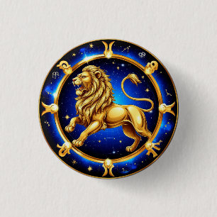 Zodiac Leo Emblem Button