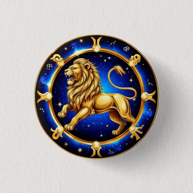 Zodiac Leo Emblem Button (Front)