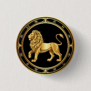 Zodiac Leo Emblem Button