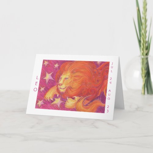 Zodiac Leo Happy Birthday white border Card