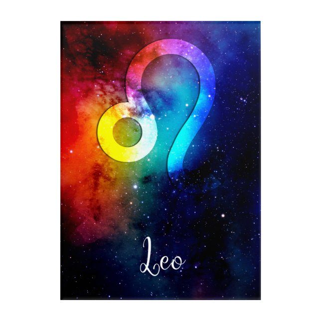 Zodiac : Leo Rainbow Space Acrylic Print (Front)