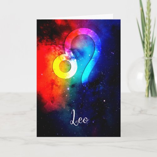 Zodiac  Leo Rainbow Space Card
