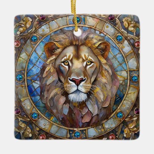 Zodiac _ Leo the Lion Ceramic Ornament