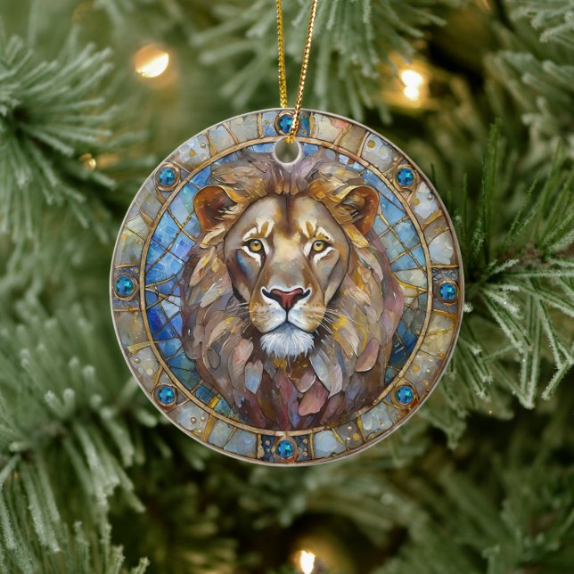 Zodiac - Leo the Lion Ceramic Ornament (Tree)