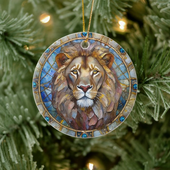 Zodiac - Leo the Lion Ceramic Ornament (Tree)