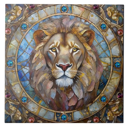 Zodiac _ Leo the Lion Ceramic Tile