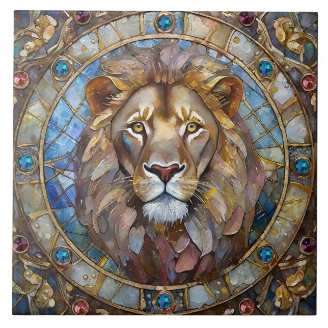 Zodiac - Leo the Lion Ceramic Tile (Front)