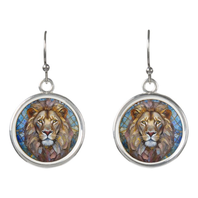Zodiac - Leo the Lion Cufflinks Earrings (Front)
