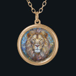 Zodiac - Leo the Lion Cufflinks Gold Plated Necklace<br><div class="desc">You are viewing The Lee Hiller Photography Art and Designs Collection of Home and Office Decor,  Apparel,  Gifts and Collectibles. The Designs include Lee Hiller Photography and Mixed Media Digital Art Collection http://LeeHiller.com</div>