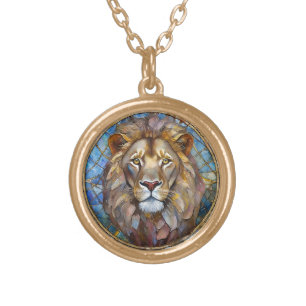 Zodiac - Leo the Lion Cufflinks Gold Plated Necklace