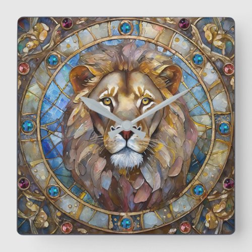 Zodiac _ Leo the Lion Square Wall Clock