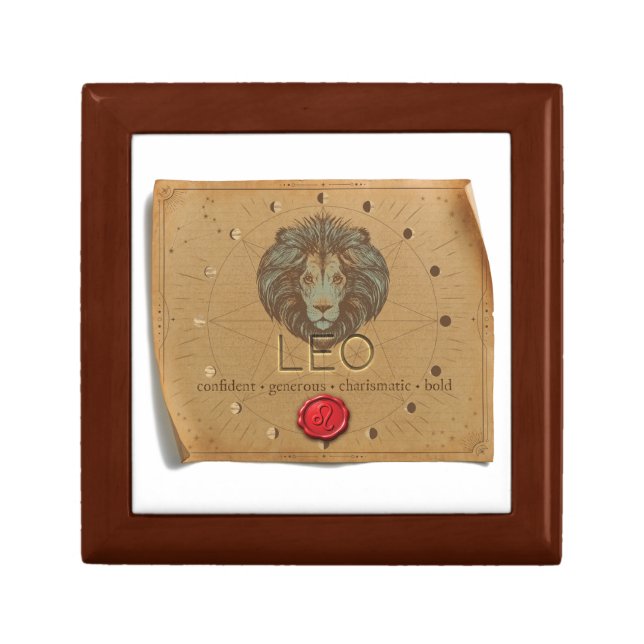 Zodiac Leo Wood Keepsake Box (Front)