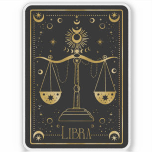 Zodiac Libra Astrological Black & White Sticker