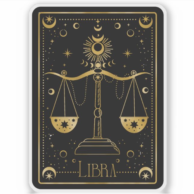 Zodiac Libra Astrological Black & White Sticker (Front)