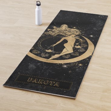 Zodiac Libra | Cosmic Gold and Black Astrology Yoga Mat