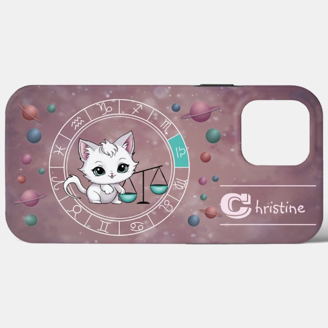 Zodiac Libra Cute Cat Wheel Planet Astrology Case-Mate iPhone Case (Back (Horizontal))