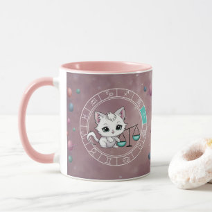 Zodiac libra Cute Cat Wheel Planet Astrology Mug