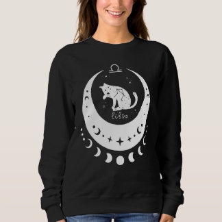 Zodiac Libra Horoscope Astrology Sign Cat Crescent Sweatshirt