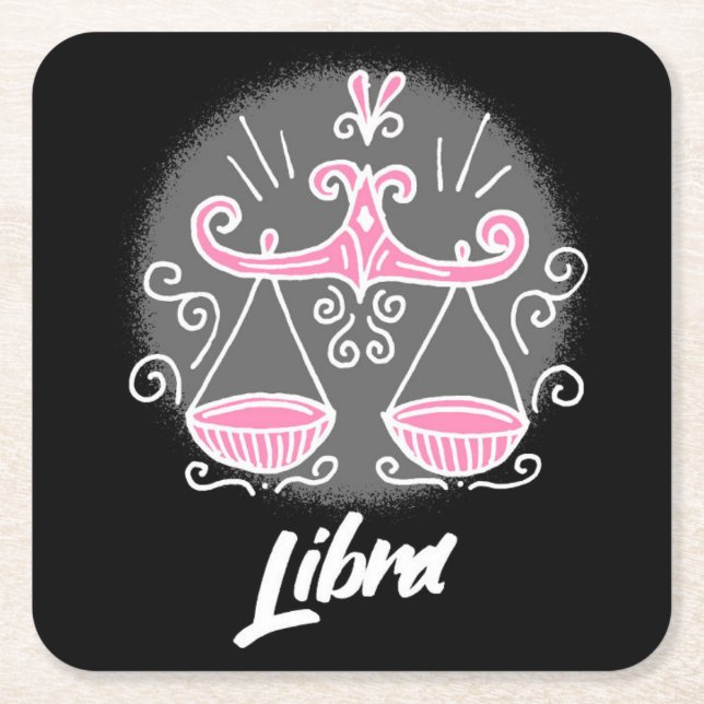 Zodiac Libra Square Paper Coaster (Front)