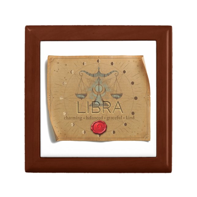 Zodiac Libra Wood Keepsake Box (Front)