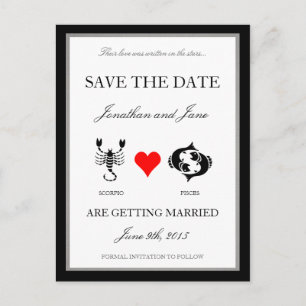 Zodiac Love Save the Date (Scorpio/Pisces) Announcement Postcard