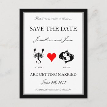 Zodiac Love Save The Date (scorpio/pisces) Announcement Postcard by loveisthething at Zazzle