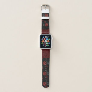 Zodiac Magic Crimson Henna Red Gothic Skull Rose Apple Watch Band