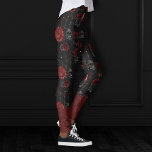 Zodiac Magic Crimson | Henna Red Gothic Skull Rose Leggings<br><div class="desc">Unique wearable art! Sophisticated palette of mixed medium abstract textures add the perfect pop of color for your personal style. Also transferable to school/office supplies, party accessories, or decor for an easy do-it-yourself home makeover room facelift! For other products or colors, visit the JustFharryn store @ Zazzle or contact the...</div>