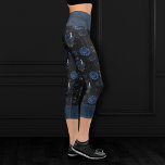 Zodiac Magic | Dark Navy Blue Gothic Skull Roses Capri Leggings<br><div class="desc">Unique wearable art! Sophisticated palette of mixed medium abstract textures add the perfect pop of color for your personal style. Also transferable to school/office supplies, party accessories, or decor for an easy do-it-yourself home makeover room facelift! For other products or colors, visit the JustFharryn store @ Zazzle or contact the...</div>