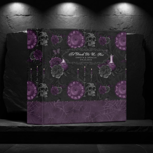 Zodiac Magic | Dark Purple Plum Gothic Skull Roses 3 Ring Binder (Creator Uploaded)