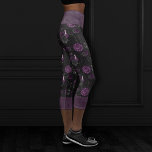 Zodiac Magic | Dark Purple Plum Gothic Skull Roses Capri Leggings<br><div class="desc">Unique wearable art! Sophisticated palette of mixed medium abstract textures add the perfect pop of color for your personal style. Also transferable to school/office supplies, party accessories, or decor for an easy do-it-yourself home makeover room facelift! For other products or colors, visit the JustFharryn store @ Zazzle or contact the...</div>