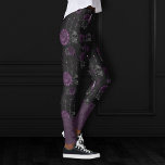 Zodiac Magic | Dark Purple Plum Gothic Skull Roses Leggings<br><div class="desc">Unique wearable art! Sophisticated palette of mixed medium abstract textures add the perfect pop of color for your personal style. Also transferable to school/office supplies, party accessories, or decor for an easy do-it-yourself home makeover room facelift! For other products or colors, visit the JustFharryn store @ Zazzle or contact the...</div>